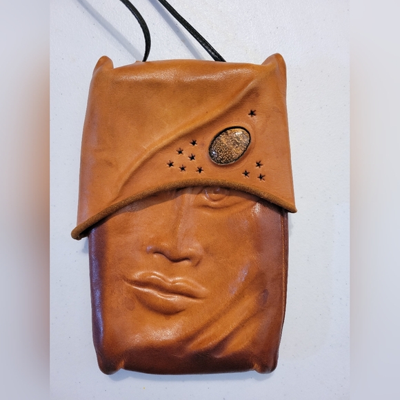 Handmade Handbags - Vintage Leather Art Crossbody Purse by Deborah Einbender Pursona